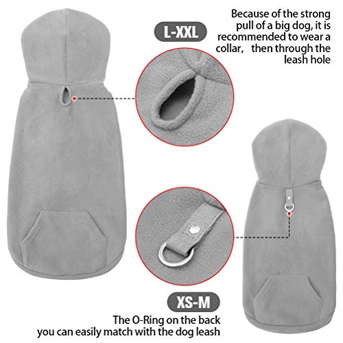 EXPAWLORER Pet Dog Clothes with Pocket, Polar Fleece Dog Hoodie Fall Cold Winter Sleeveless Sweater with Hat Warm Cozy… - Image 5