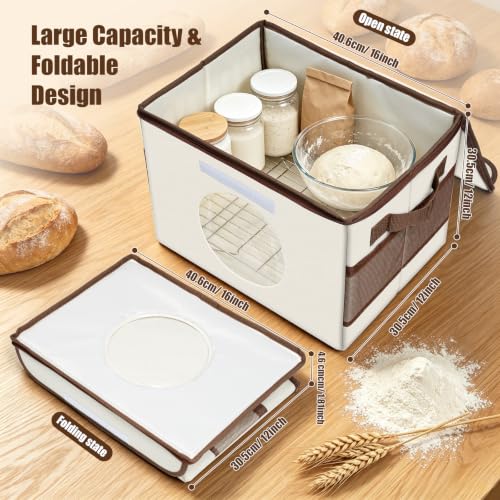 WEAVVIOR Folding Bread Proofing Box, 130°F Bread Proofer with 24H Timer | Sourdough starter warmer, dual viewing windows, 3-sided heating & metal rack included, ideal for bread proofing and yogurt - image 2