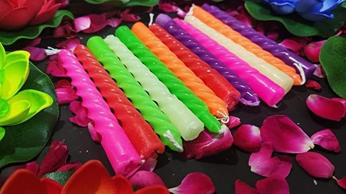 GIRLYZ Attire Spiral Zig Zag Smokeless Scented Spiral Stick Candles for Decorations Dinner Table Wedding Birthday Party Home Decor Christmas Halloween Diwali Multicolor (Pack of (30) 1