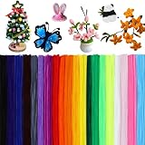 Deudy 200 Stück Pfeifenputzer zum Basteln, 30 cm mehrfarbige Bastel Pfeifenputzer, flauschige Stäbchen Bastelzubehör für Kunst, Schulprojekte & DIY-Dekorationen oder Klassenraumdekoration