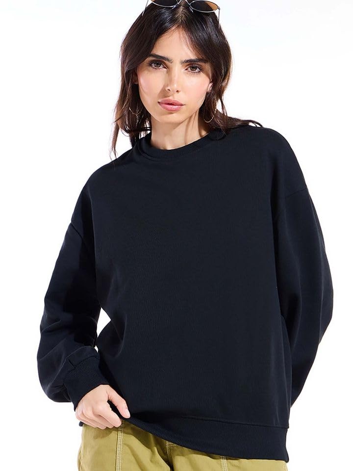 alone eagle Women's Pure Cotton Winterwear Full Sleeve Crew Neck Oversized Sweatshirt-picture-35