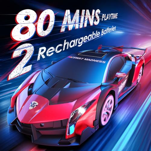 Image of Holyton 1:10 Transforming RC Car, Large Gesture-Sensing Remote Control Car with One-Button Transformation, LED Lights, Fog Spray, 2 Rechargeable Batteries for 80-Min Playtime, Gift for Kids Ages 5-12
