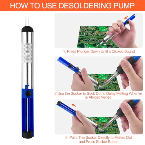 Wingluge Saldatore A Stagno Kit, 60W Saldatore Kit, Saldatura Elettrico Temperatura Regolabile 200-450℃, Con Interruttore On/Off, 5 Punte Di Saldatura, Per Manutenzione Domestica, Fai Da Te - 6