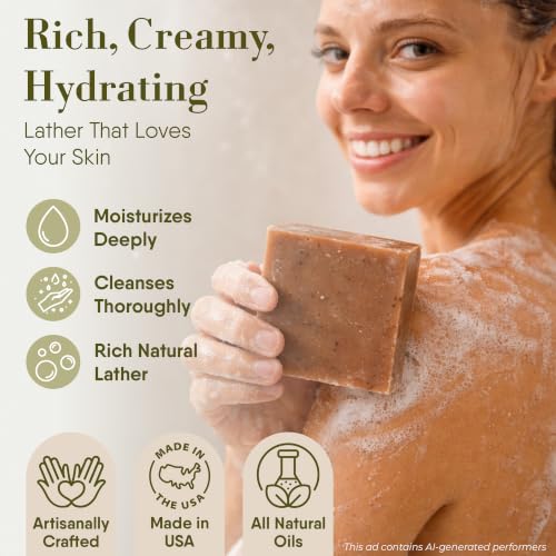 Image of 360Feel Handmade Castile Soap - Oatmeal Milk & Honey, 5 oz, 4-Pack