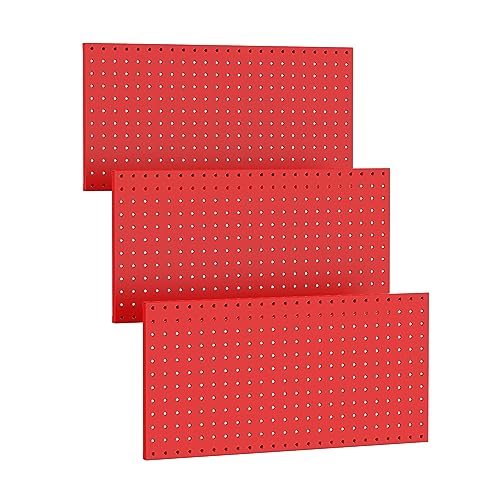 Image of TORACK 3 PCS Metal Pegboard Panels(12x24 inch) for Wall Garage Tools Storage Pegboard System for Workbench, Modular Peg Board Tool Organizer Board Kit(Pack of 3, Red)