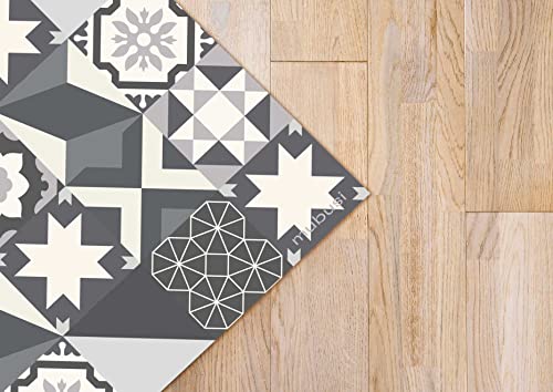 mubusi Sur Blue Vinyl Rug 40x80 cm - Vinyl Kitchen Rug - Non-Slip and Fire Retardant Living Room Rug - Large Rugs - PVC Rugs - Image 4