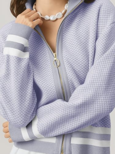 Image of SuperPrity Cardigan Sweaters for Women Long Sleeve Zip Up Lightweight Knit Jacket 2024 Fashion Fall Baseball Coats Outwear