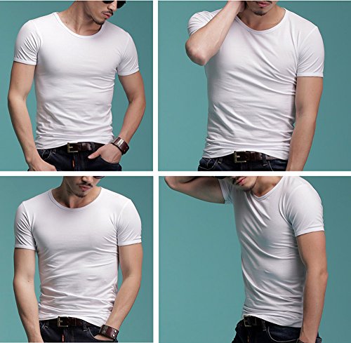 Men's Tagless Slim Fit Top Muscle Cotton V-Neck Crewneck Short Sleeve Undershirts T-Shirts2