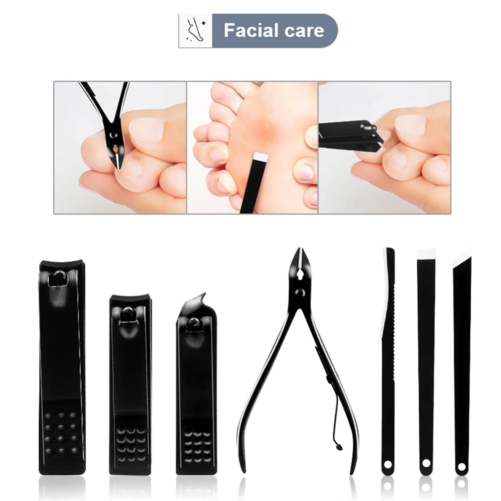 Ensemble de manucure Coupe-Ongles Outils ménage 18 pièces en Acier Inoxydable Oreille cuillère Coupe-Ongles Ciseaux Kit for Outils de manucure