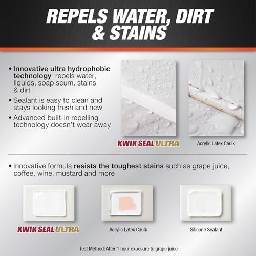 Image of Kwik Seal Ultra Advanced Kitchen and Bath Siliconized Sealant, White, 10.1 Oz (7079818897)