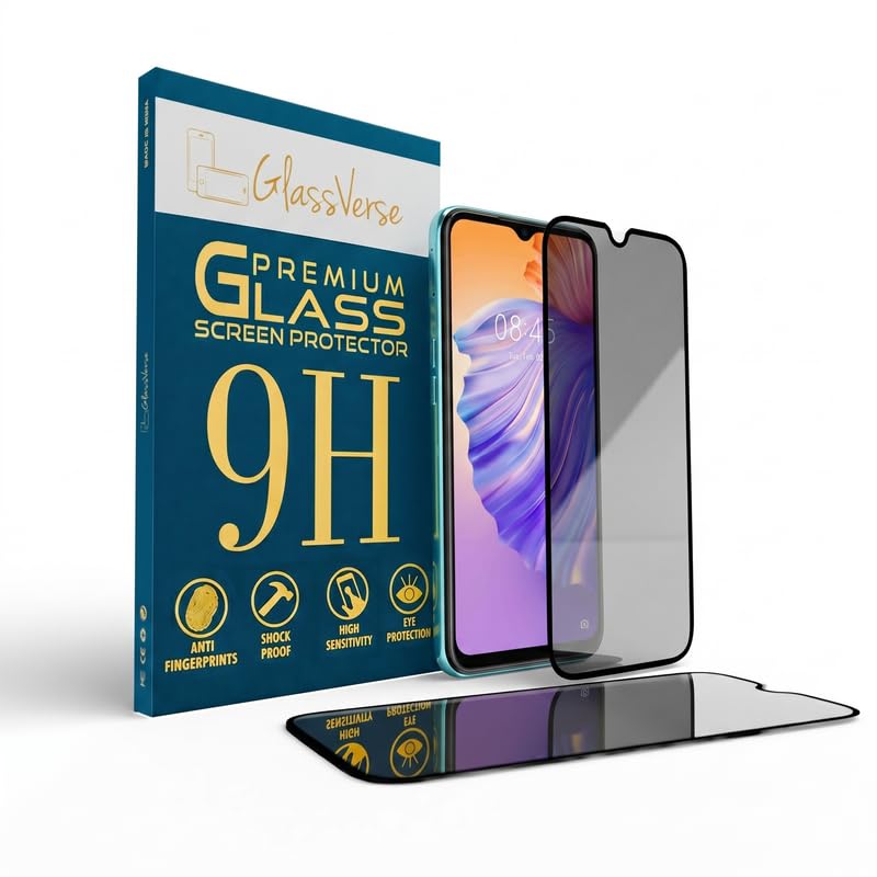 Image of GlassVerse Ultra Privacy Tempered Glass For Tecno Spark 8T (Pack Of 2) with Free Installation Kit. (In-Screen FingerPrint Lock will not work with the Privacy Guard because of it's Spy Coating)- 6.6 inch