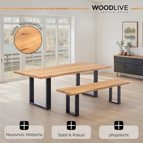 WOODLIVE DESIGN BY NATURE Massivholztisch Esstisch massiv Wildeiche Brian Natur geölt (240x100)