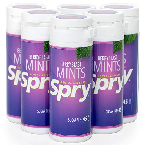 Spry Xylitol Berry Blast Mints Sugar Free Candy - Promote Oral Health, Increase Saliva Production, Stop Bad Breath, Non-GMO, Gluten-Free, 45 Count (Pack of 6)