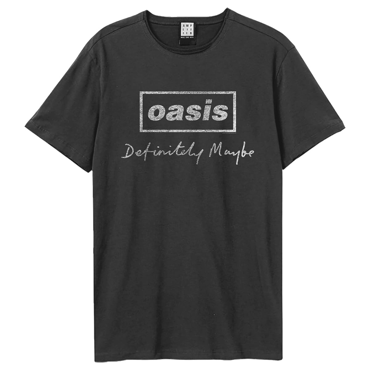 Amplified Unisex Adult Definitely Maybe Distressed Oasis T-Shirt (XXL) (Charcoal)
