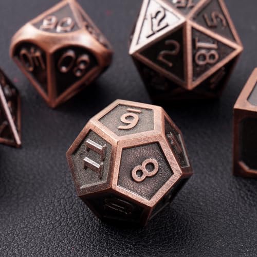 Image of ORUZA Metal DND Dice Set Polyhedral Metal D&D Dice Set 7 PCS