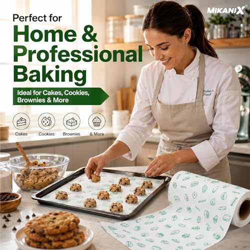 Image of MIKANIX Butter Paper 100m Roll (1Kg) | Baking Paper Non-Stick | Parchment Paper for Cake, Cookies & Food Wrapping | Oil Resistant | Oven Safe | Food Grade