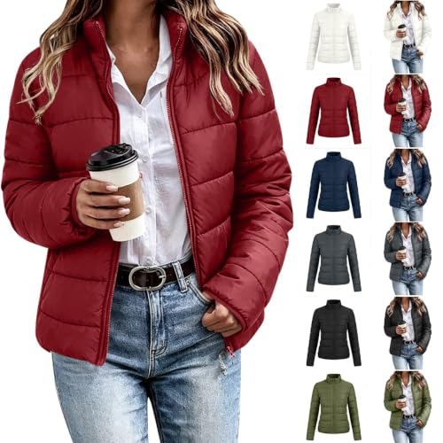 fartey Women's Winter Puffer Jacket Zip Up Stand Collar Tops Winter Coat - image 1