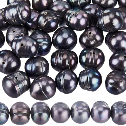 Perles d'eau douce noires en obsidienne pour offrir un kit de création - 2