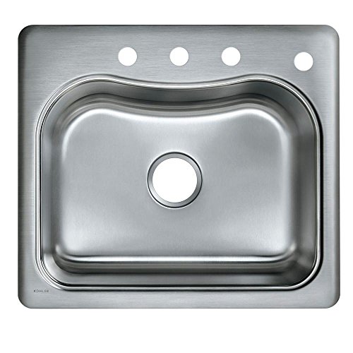 Greatest Product KOHLER K-3362-4-NA Staccato Single-Basin Self-Rimming Kitchen Sink, Stainless Steel