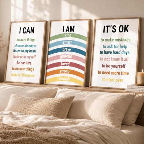 Image of Kotart Big Size quote Motivational Poster with Frame Aesthetic Positive Posters with Frames Motivational Quote feel good inspirational office Wall Art Room Living Room & Study Set Of 3 | Design 993 Beige (20x30 Inch)