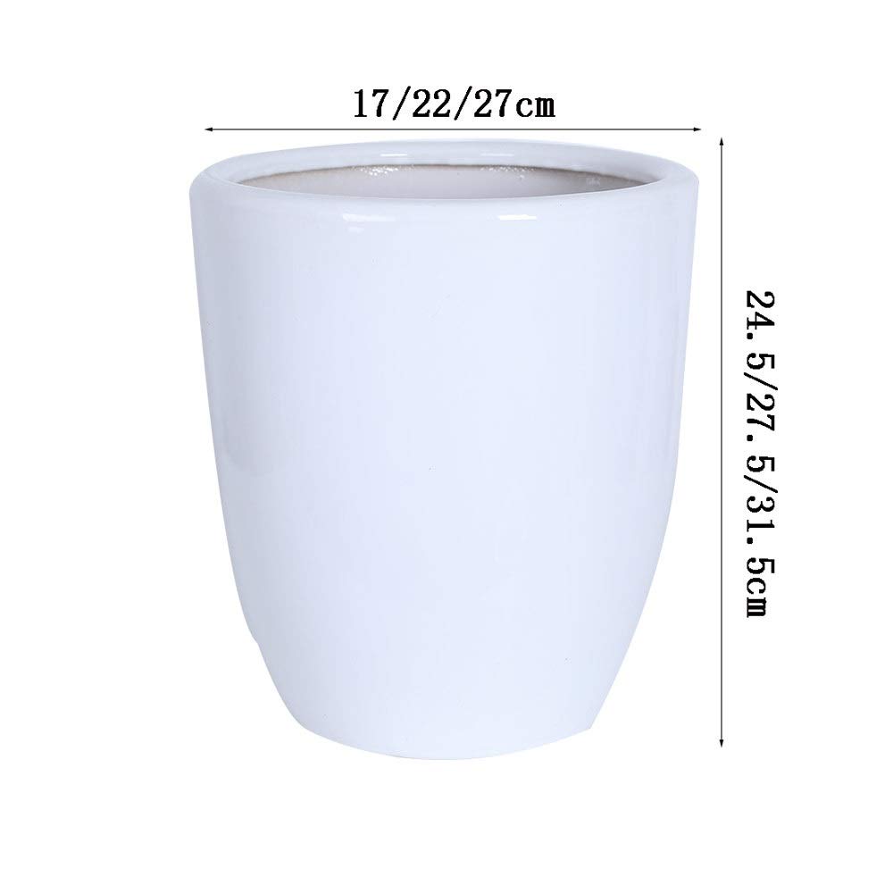 Doniczka zewnętrzna Prosta biała doniczka Ceramiczna duża donica podłogowa Duża wentylowana kamionka Doniczka ceramiczna Nowoczesne pojemniki na rośliny (biały L)
