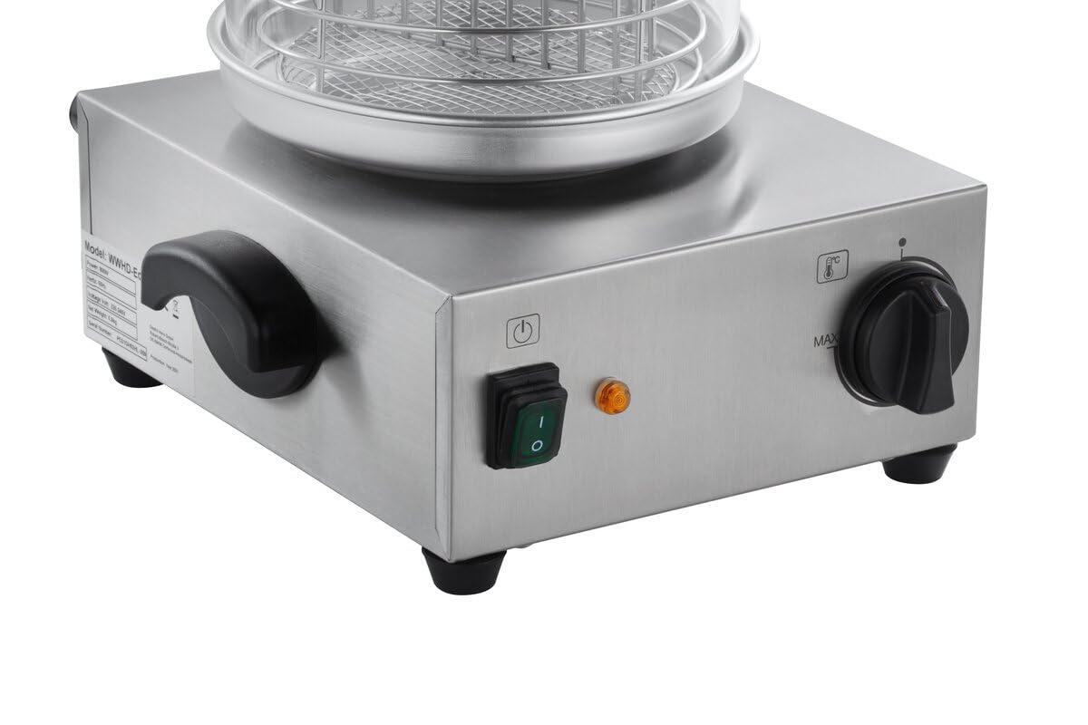 GastroHero Wurstwärmer Edelstahl Glaszylinder Ø200 mm Hot Dog Maker mit Temperaturregler 300 W Würstchenwärmer Gastro