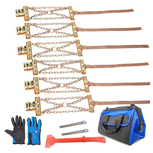 NICEASY Upgraded Newest Tire Chains,Snow Chains for RV,Truck,SUV of Tire Width 215-315 mm (8.5-12.4 inch),Heavy Duty,Thickened,Adjustable,Durable,6 Pack