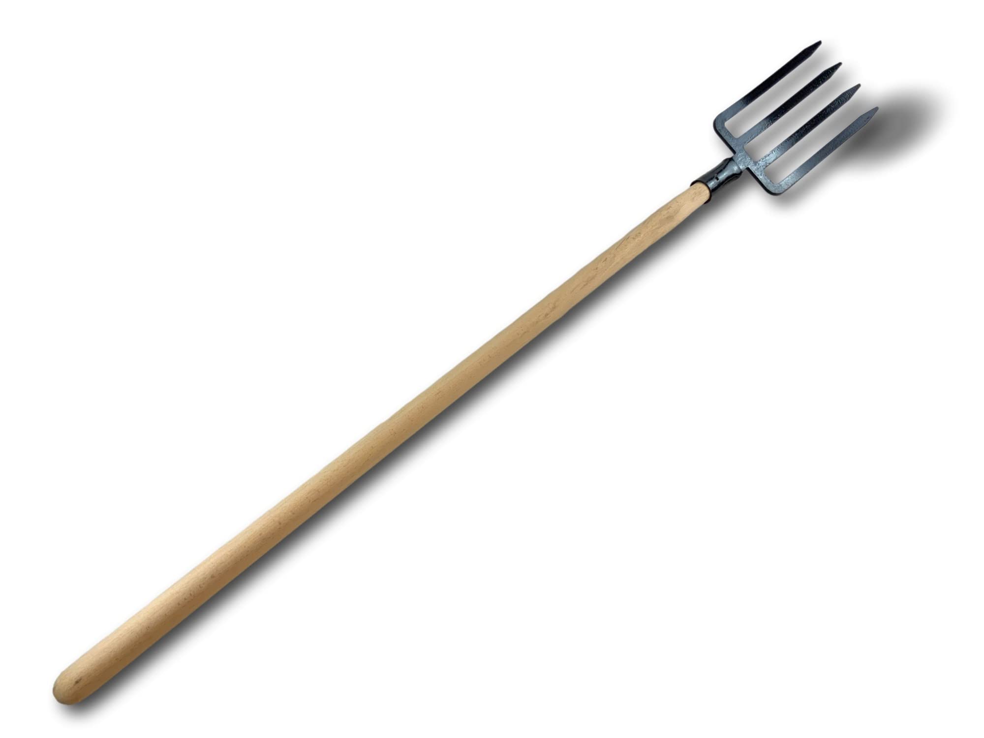Fourche à bêche 4 dents larges | Manche 120 cm bois fabriqué en France | Tête acier forgé | Retourner ameublir aérer la terre préparer les sols | Jardinage | Kibros FCHLRGM
