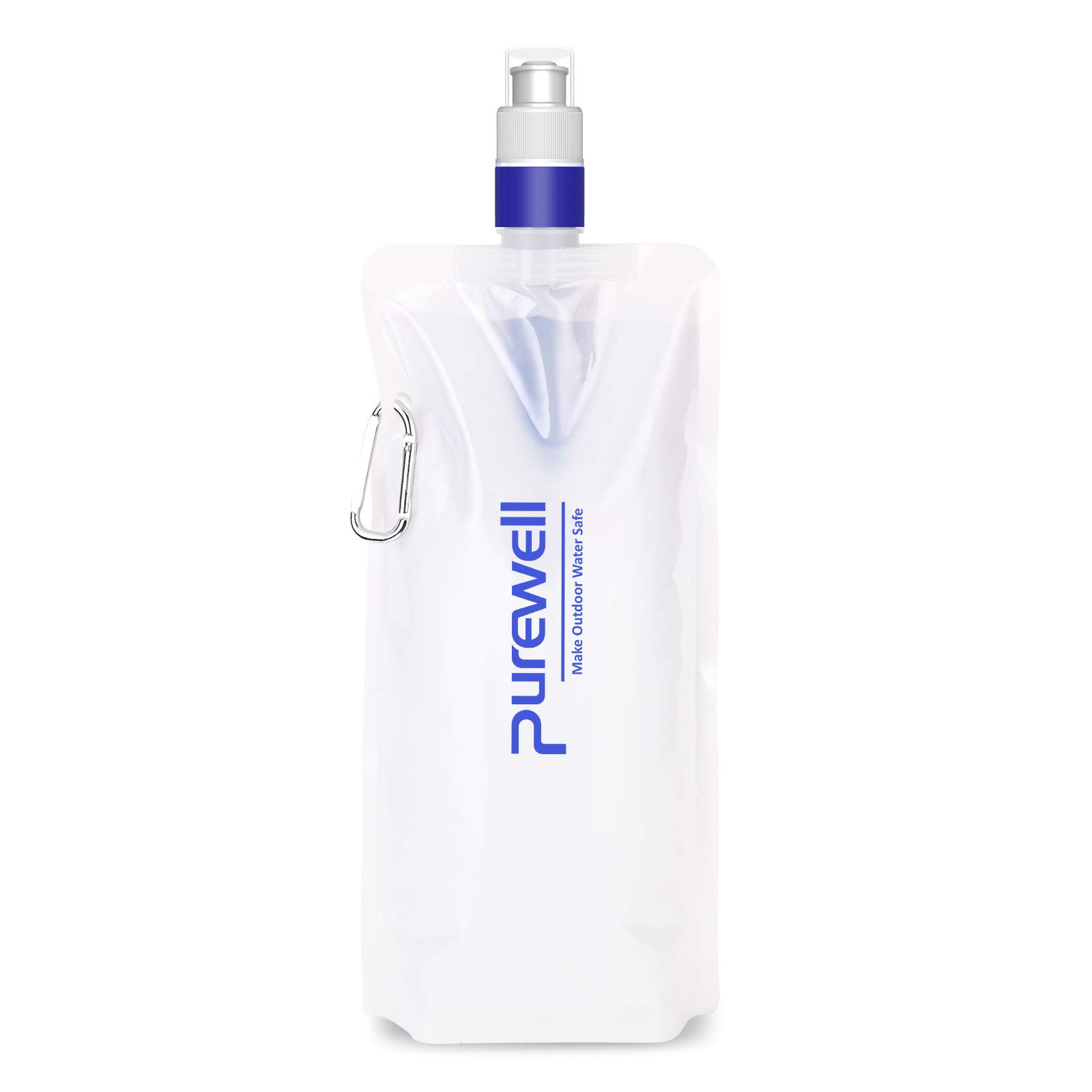 PurewellCollapsible Water Filter Canteens for Hiking, 1L Water Bag/Bottle with Filter, Squeeze Water Through a Filter, Lightweight, BPA Free, Leak Proof, Emergency Preparedness