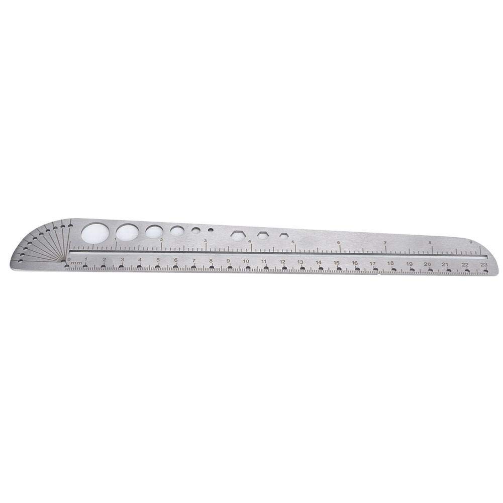 Hztyyier Silver Multifunctional Scale Ruler With Compass And Protractor, Stainless Steel Measuring Tool
