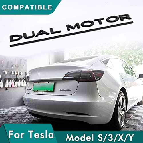 Funce Model 3 Y Dual Motor Emblem Sticker Underlined Badge Letters Accessories Compatible With Tesla Model 3/Y/S/X (Matte Black) #TOP1