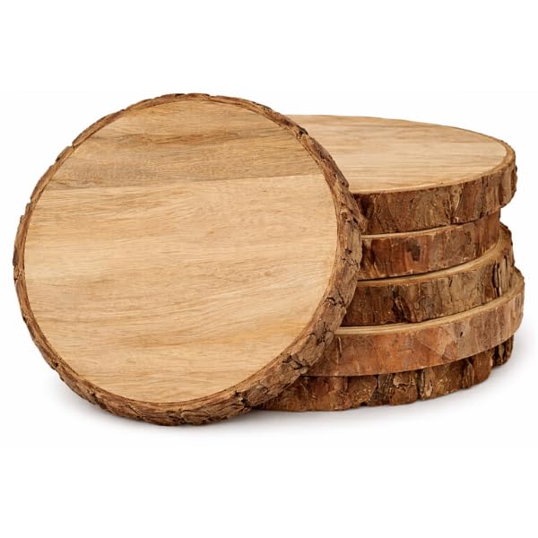 Natural Wood Slices 4 Inch – Smooth Surface Rustic Wooden Coasters Set, Round Wood Discs with Bark for DIY Crafts, Painting, Home Decoration, Candle & Cup Coaster (Pack of 4)-picture-25