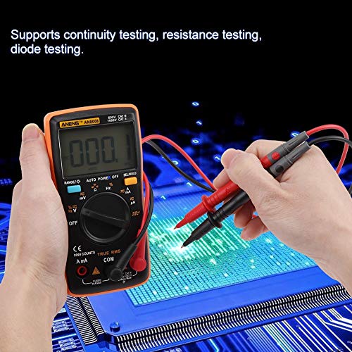 Image of AN8008 True-RMS 9 Counts Digital Multimeter AC DC Voltage Ammeter Current Ohm Meter Ohm Volt Amp and Diode Tester