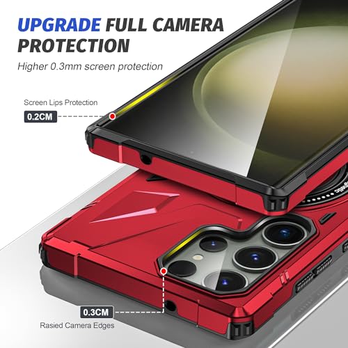 Coque Samsung S24 Ultra robuste antichoc PC et TPU avec support Rosso