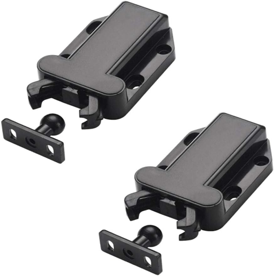 Push Latch Touch Rebound Self-Locking Device, Automatic Cabinet Lock for Cabinets, Wardrobes, Dresser, Bookcase, Black, Pack of 2-image-10