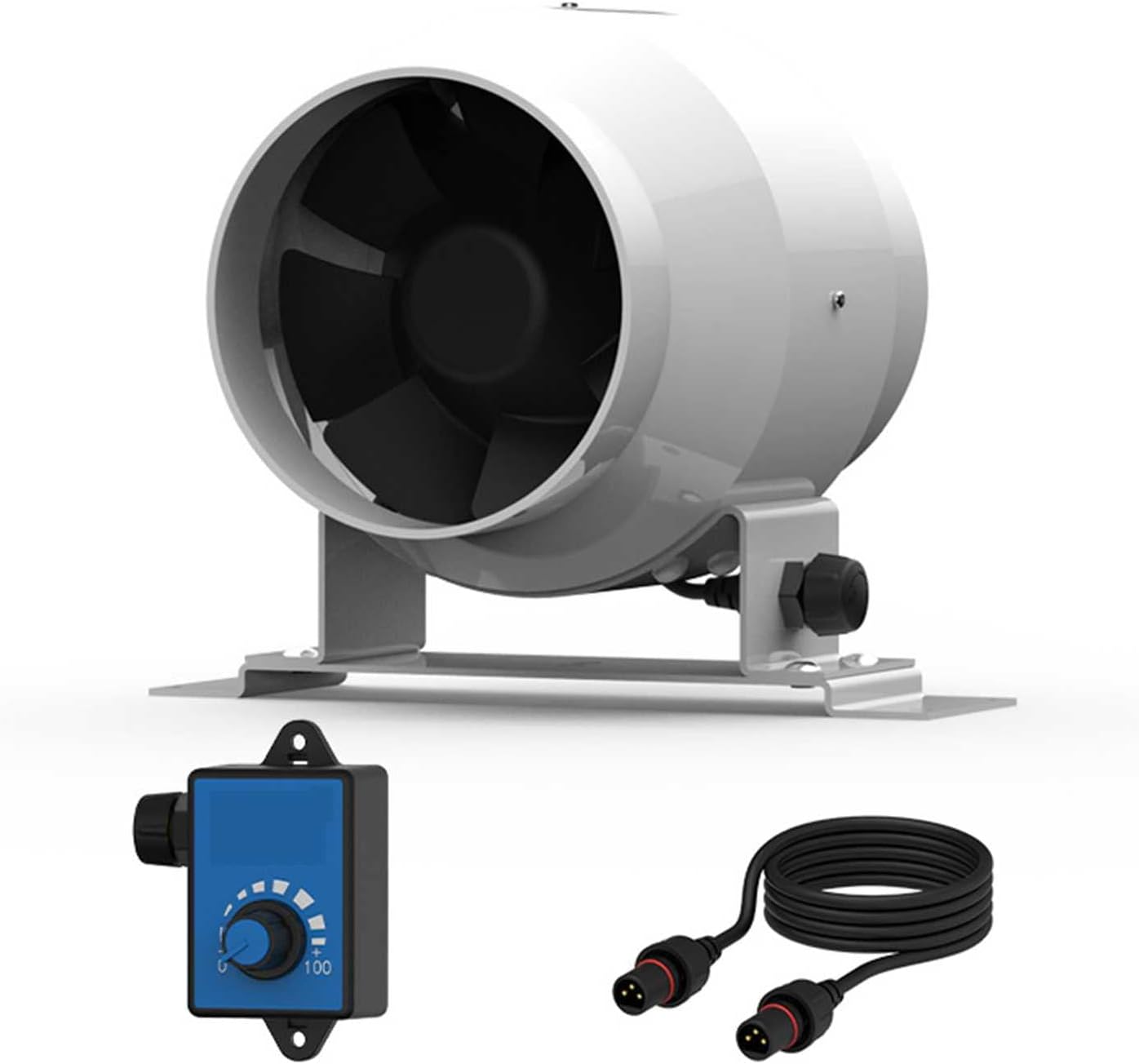 Xcmenl4 inch Quiet Inline Duct Fan with Variable Speed Controller - 160CFM Ventilation Exhaust Fan Using for Heating Cooling Booster, Grow Tents, Hydroponics,Home use Ventilation