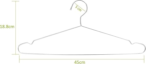 Miniatura 2 de Perchas de alambre de metal resistentes de 17.7 pulgadas, colgador de abrigos, perchas estándar para trajes, ideal para uso diario, paquete de 30,