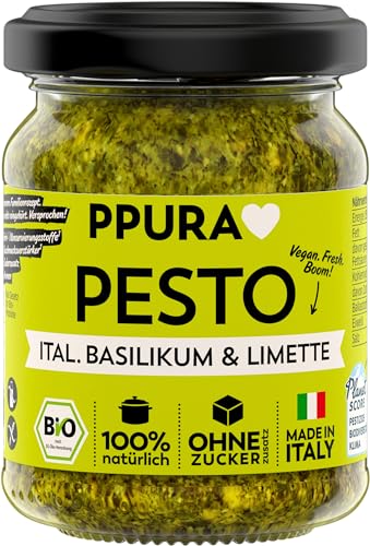 PPURA Bio Pesto Ital. Basilikum & Limette | Grünes Pesto Vegan mit Basilikum, Limette, Cashew &...