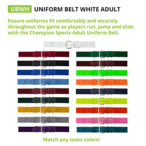 Champion Sports Adult Baseball/Softball Uniform Belt White #TOP2