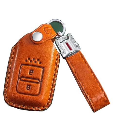 【Automobile Dream】ホンダ 適用 キーケース スマート キーカバー キーホルダー レザー車用 保護 ケース オデッセイ ステップワゴン フィット ヴェゼル CR-V ステップワゴン スパーダ 新型フィット ジェイド等に適用 (2ボタン, ブ