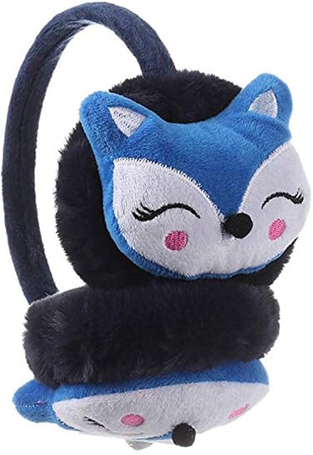 LONTG Kids Cute Fox Earmuffs Girls Boys Winter Warm Earmuffs Soft Fluffy Plush Ear Warmer Faux Fur Earmuffs Earflaps Ears Protector Full Cover Surround Adjustable Xmas Gift Birthday Gift