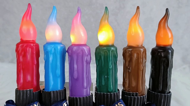 Image of Dark Blue Flameless Short Taper Candles, Real Wax Hand Dipped LED Battery Operated with Remote, Flickering Flame Lights for Festival Party Home Decor, 6.7 Inch Primitive Flameless Candles, 2PCS