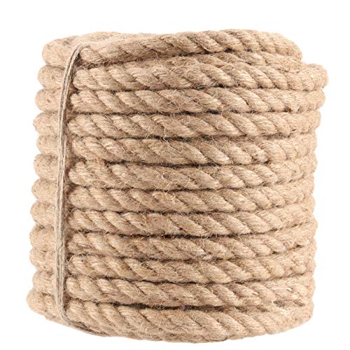 FAATCOI Verdrehtes Manila-Seil, 1,5 cm lang, 30 m lang, natürliches Jute-Seil zum Basteln, Hanfseil, Sisalschnur, strapazierfähig, für den Außenbereich, für Dock-Handwerk, Dekoration zum Aufhängen Cover