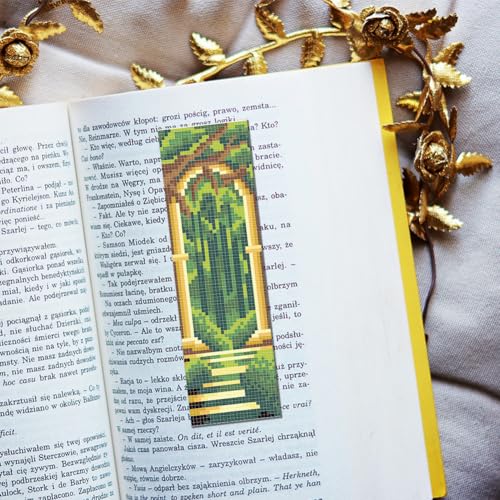 Image of FREEBLOSS 6 Set Cross Stitch Bookmark Kits for Beginner Castle Night View Stamped Cross Stitch Kit DIY Embroidery Bookmark Kit with Instructions 8 inch x 2.4 inch
