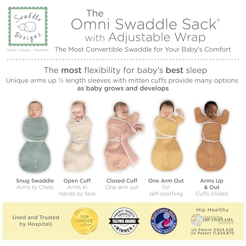 Image of SwaddleDesigns 6-Way Omni Swaddle Sack, Arms Up Swaddle for Newborn, More Options to Calm Startle Reflex, Improves Sleep