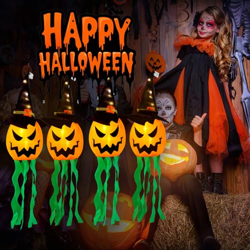 Halloween Decorations Out of doors Halloween Decor Hanging Out of doors String Lights Glowing Ghost Witch Hat Halloween Decorations Indoor Ornaments Halloween Lights for House Tree Backyard Yard (4Pcs) - Image 8