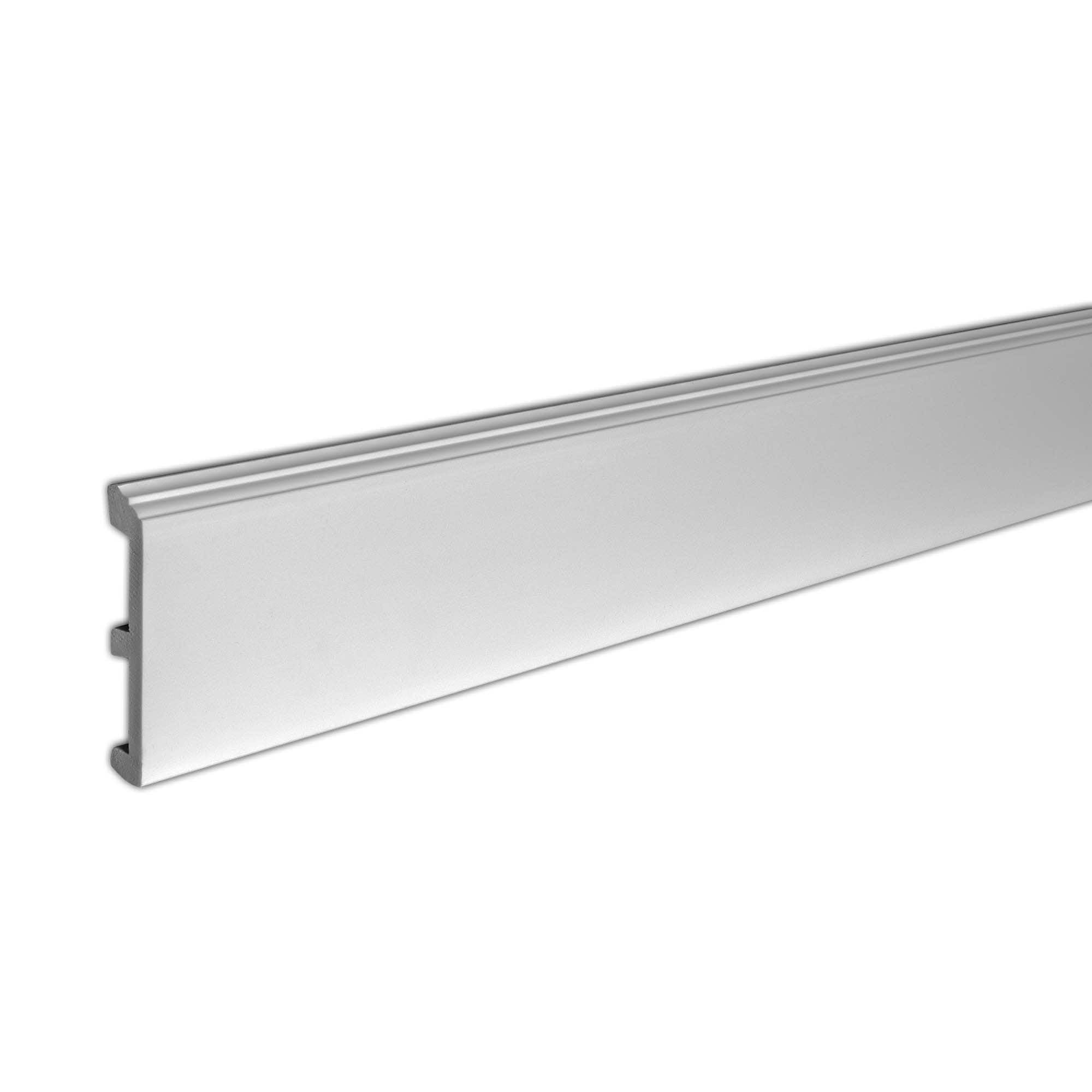 Outwater Moldura de zócalo de 4-3/4 x 3/4 x 96 pulgadas, paquete de 6, imprimado blanco