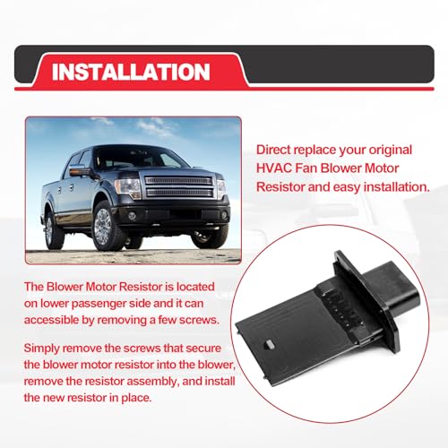 Image of HVAC Blower motor resistance Compatible with Ford Expedition Escape F150 F250 F350 Super Duty Mustang Lincoln Mark LT Mercury Mariner Replace OE 3F2Z-18591-AA