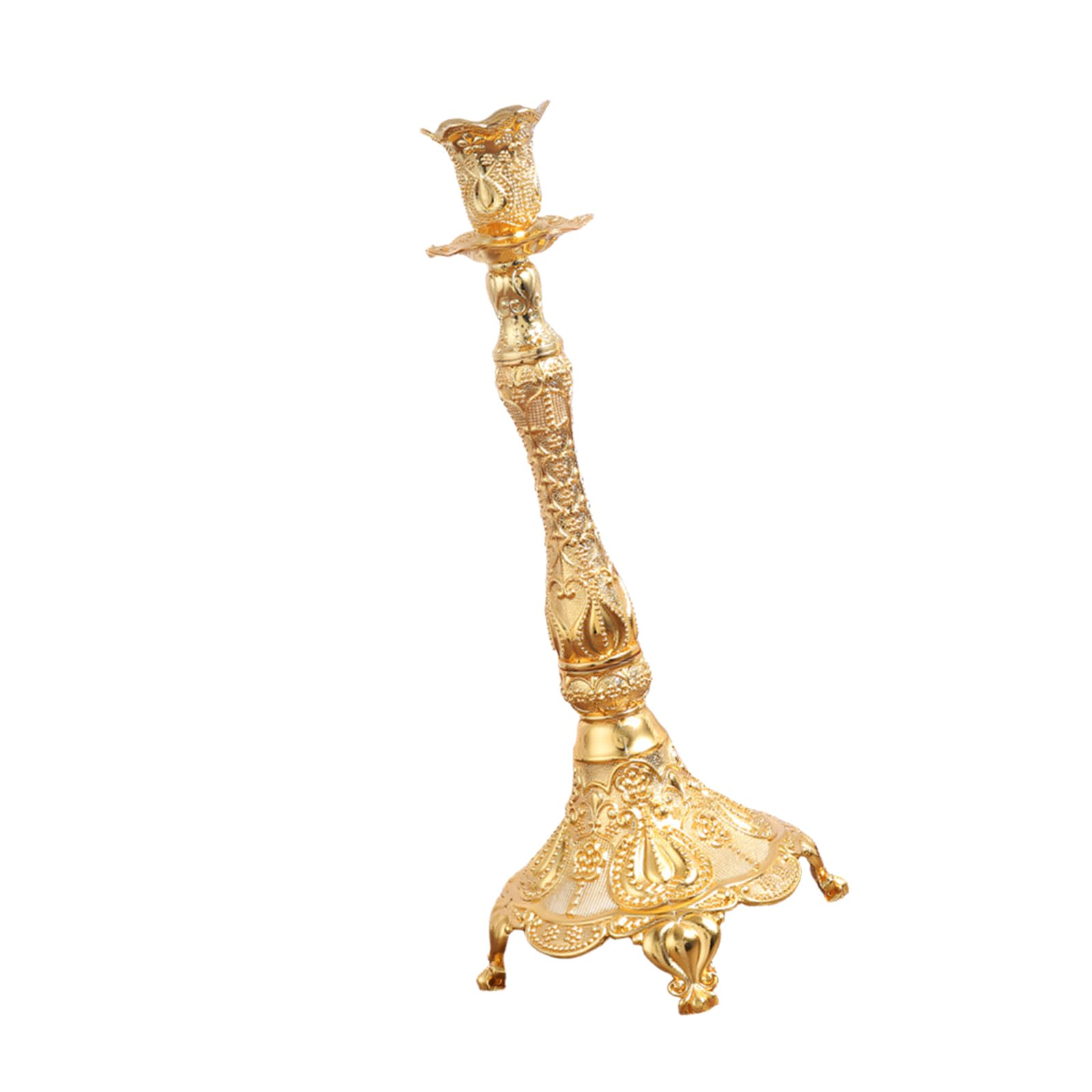 European Gold Metal Holders Candelabra with Intricate Carved Pattern for Romantics Dining and Home Decors European Metal Holders