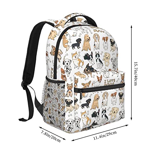 Niedlicher Rucksack mit Hundemotiv und Tiermotiven, stilvoll, lässig, für Damen, personalisierbar, Laptop-Rucksäcke mit mehreren Taschen, Computer-Tagesrucksack für Arbeit, Business, Reisen